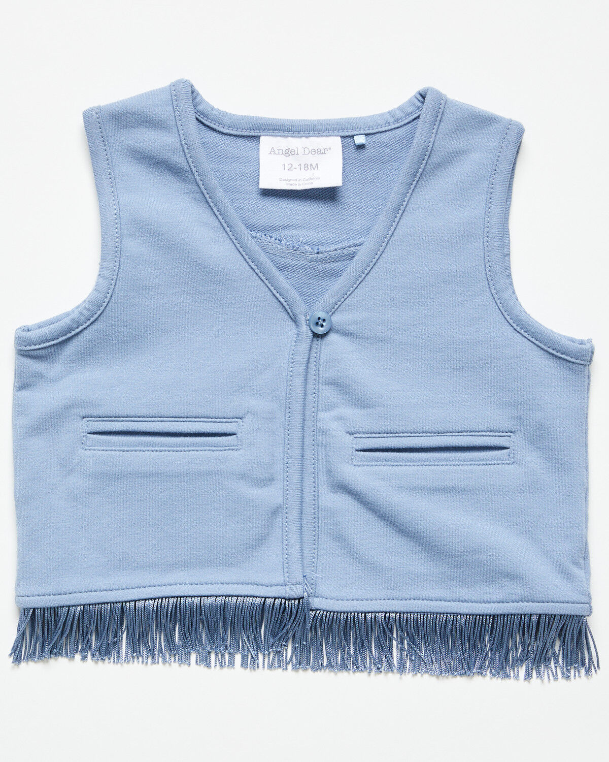 Angel Dear Infant Boys' French Terry Fringe Button Vest, Blue, hi-res