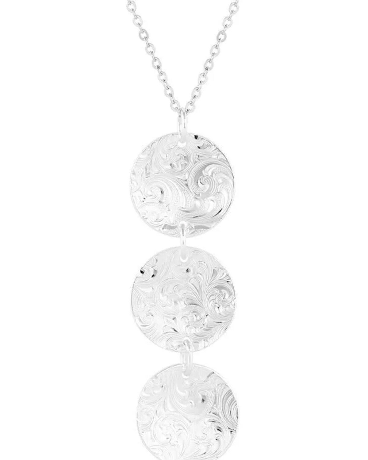 Image #2 - Montana Silversmiths Women's Triple Concho Dangle Necklace, Silver, hi-res