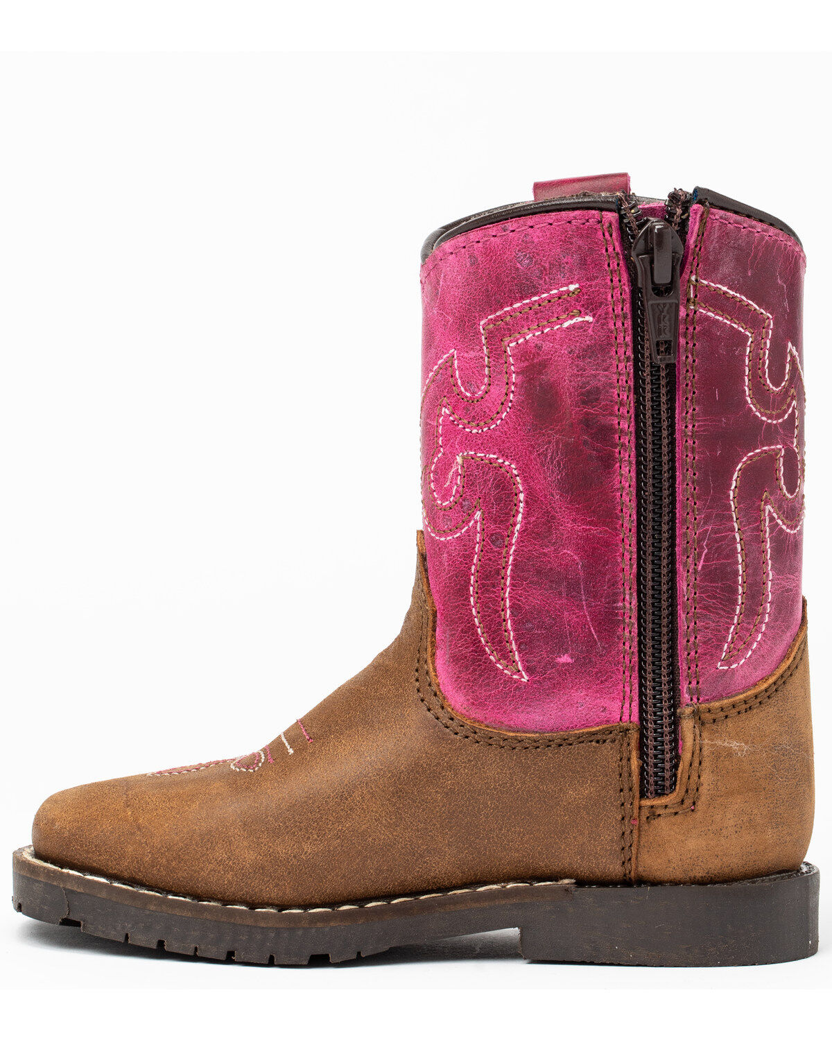 Image #3 - Shyanne Toddler Girls' Lil Lainie Western Boots - Round Toe, Brown/pink, hi-res