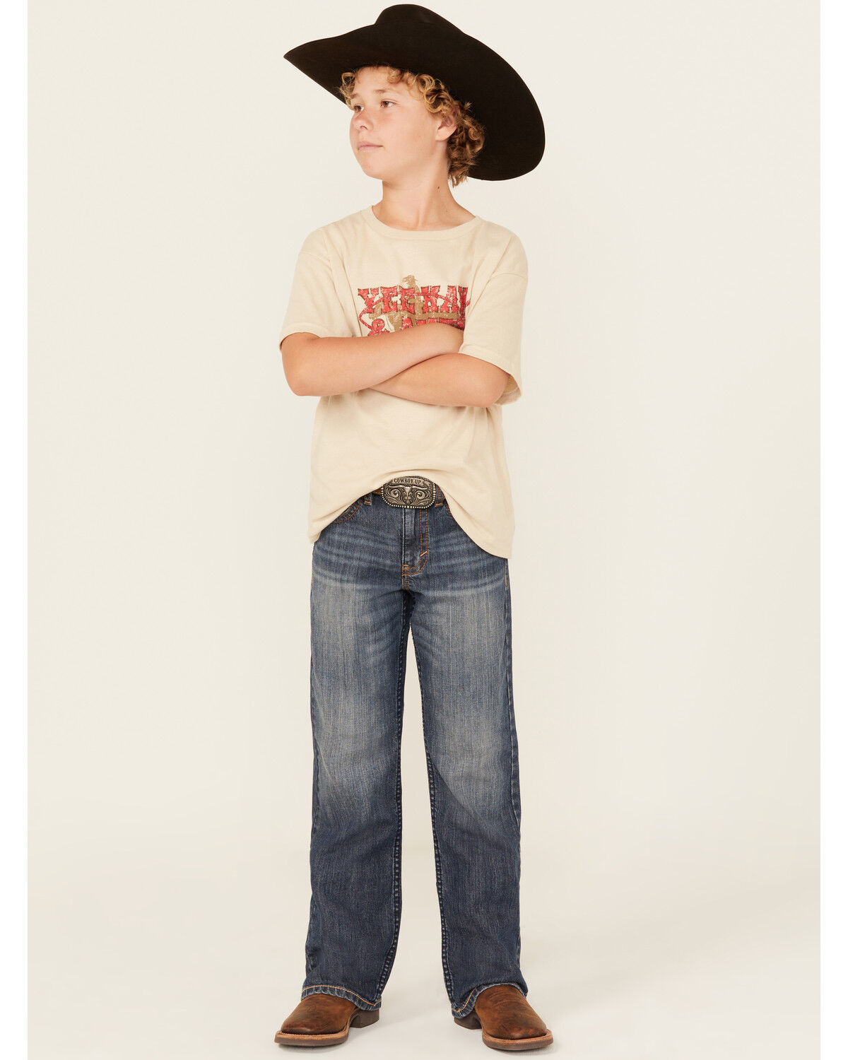 Image #1 - Cody James Boys' Wolfstooth Medium Wash Relaxed Bootcut Stretch Denim Jeans, , hi-res