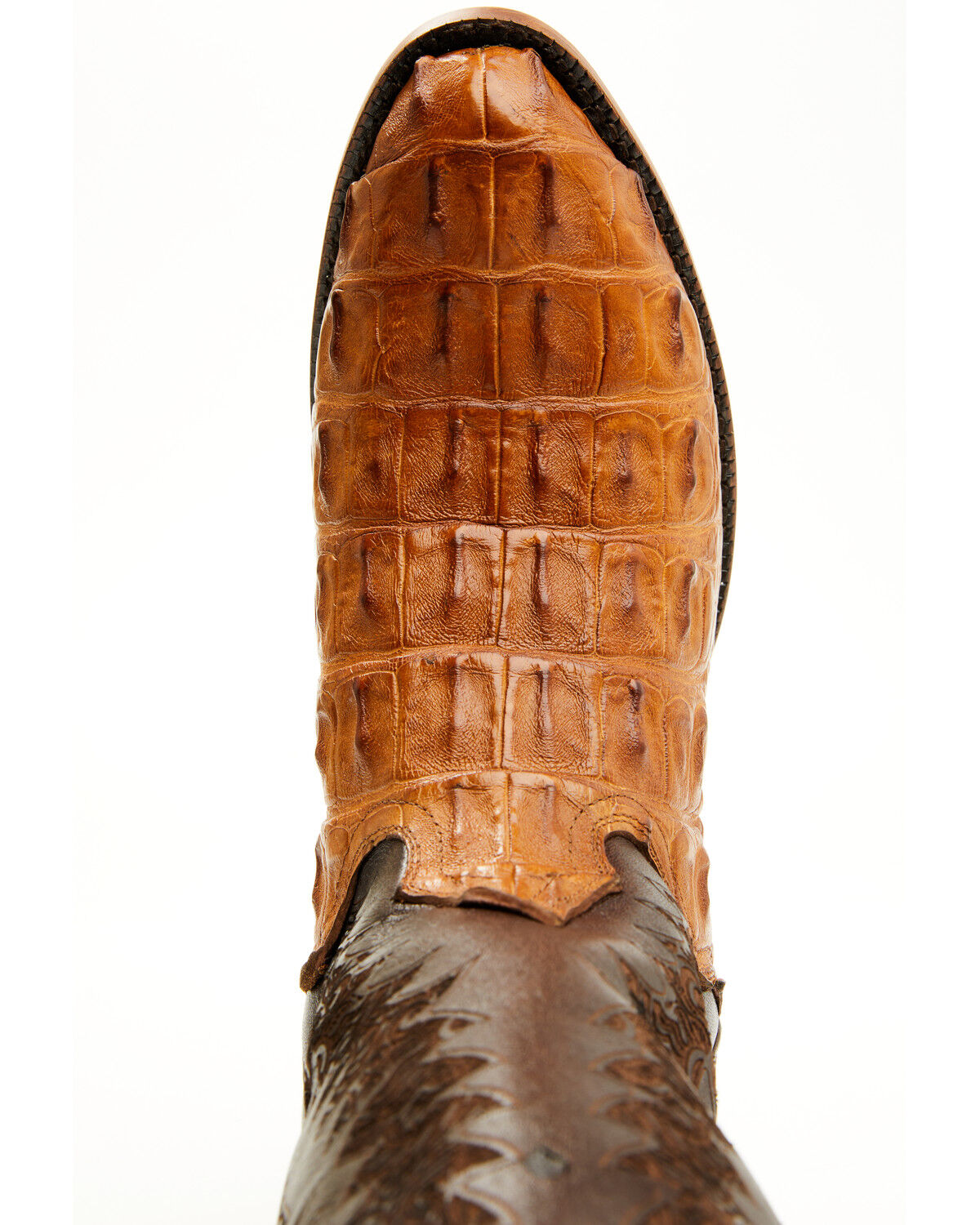 Image #6 - El Dorado Men's Exotic American Alligator Western Boots - Round Toe, Brass, hi-res