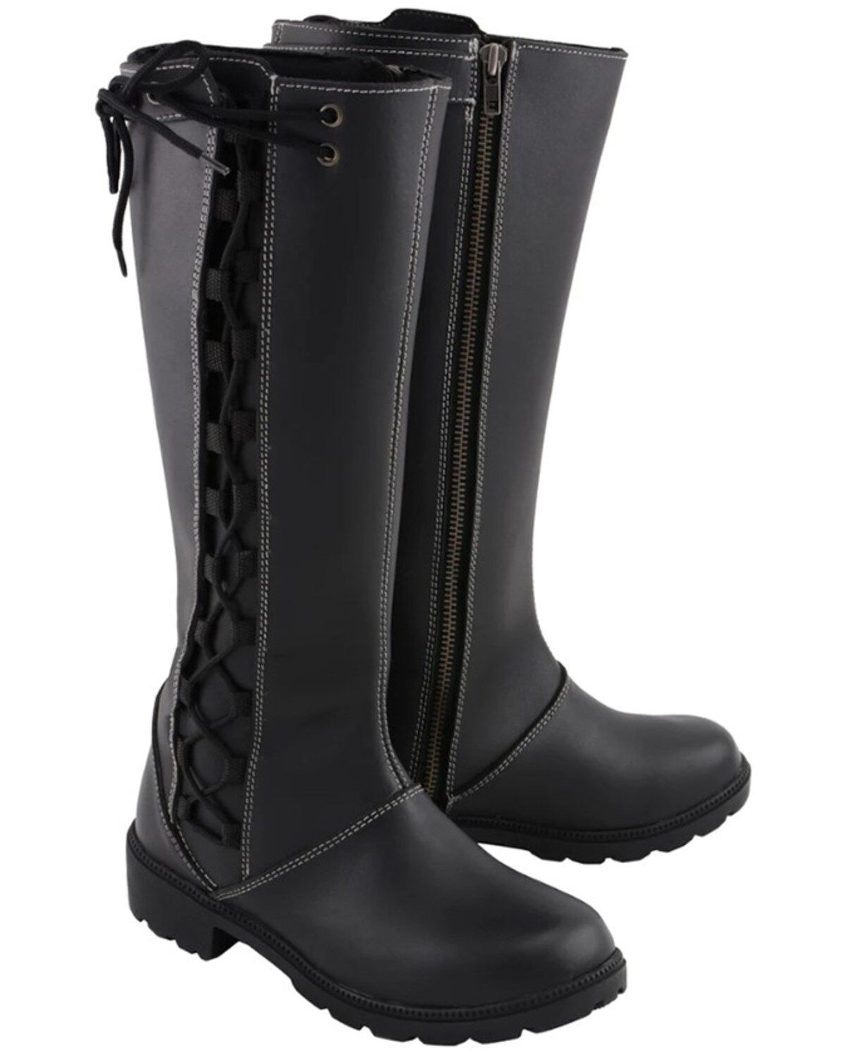 Image #1 - Milwaukee Leather Women's 17" Lace Side Waterproof Leather Boots, Black, hi-res