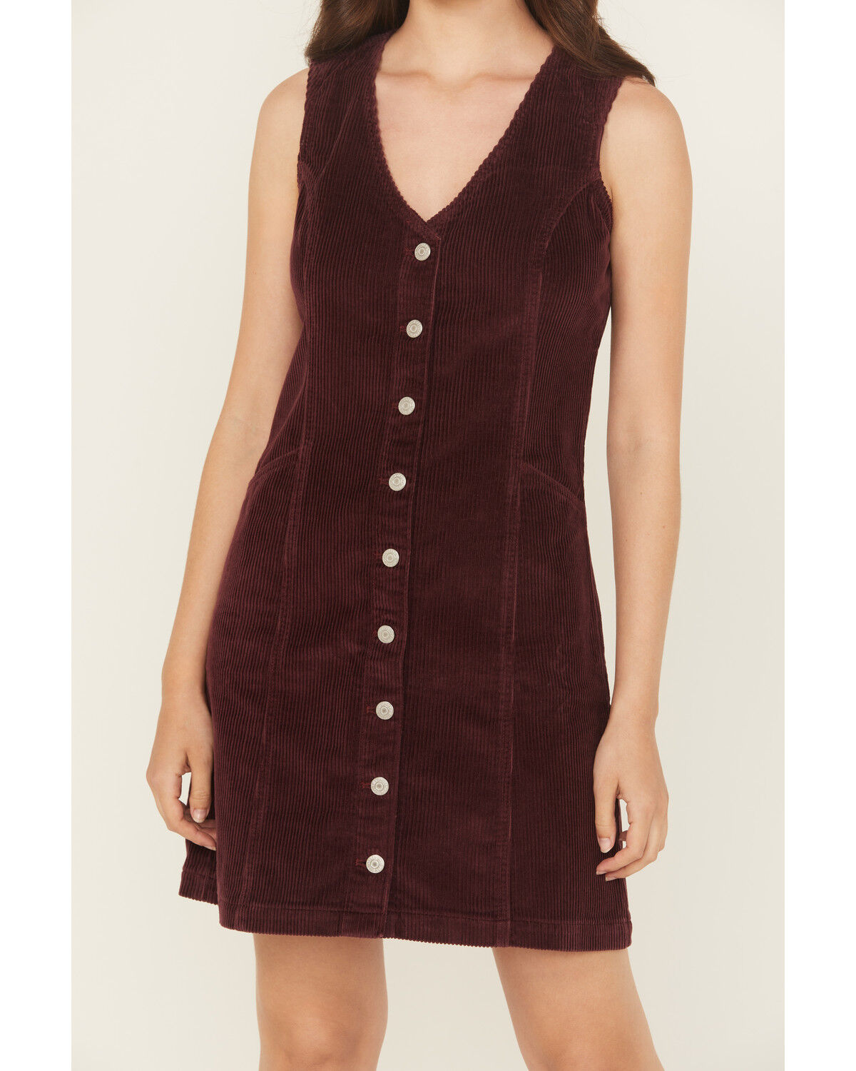 Image #3 - Levi's Women's Vianna Sleeveless Button-Down Corduroy Dress, Wine, hi-res