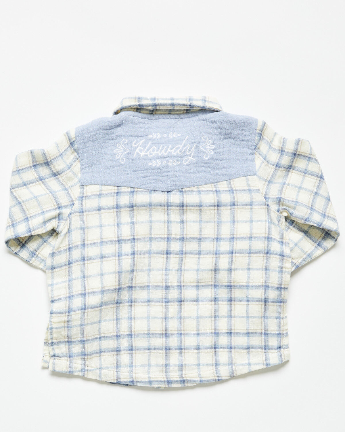 Image #3 - Angel Dear Infant Boys' Plaid Print Long Sleeve Pearl Snap Western Shirt, Blue, hi-res