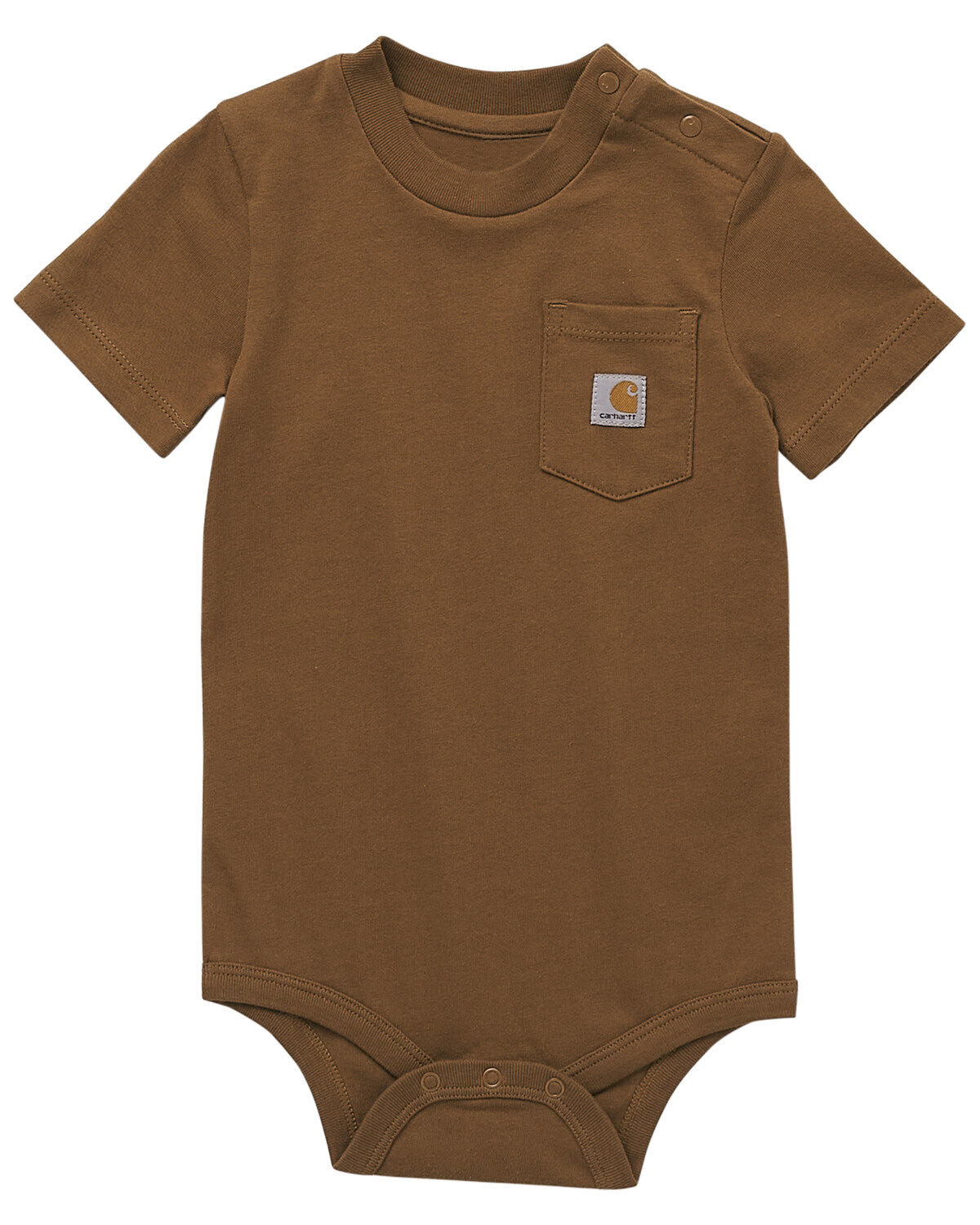 Image #1 - Carhartt Infant Boys' Short Sleeve Pocket Onesie, Brown, hi-res