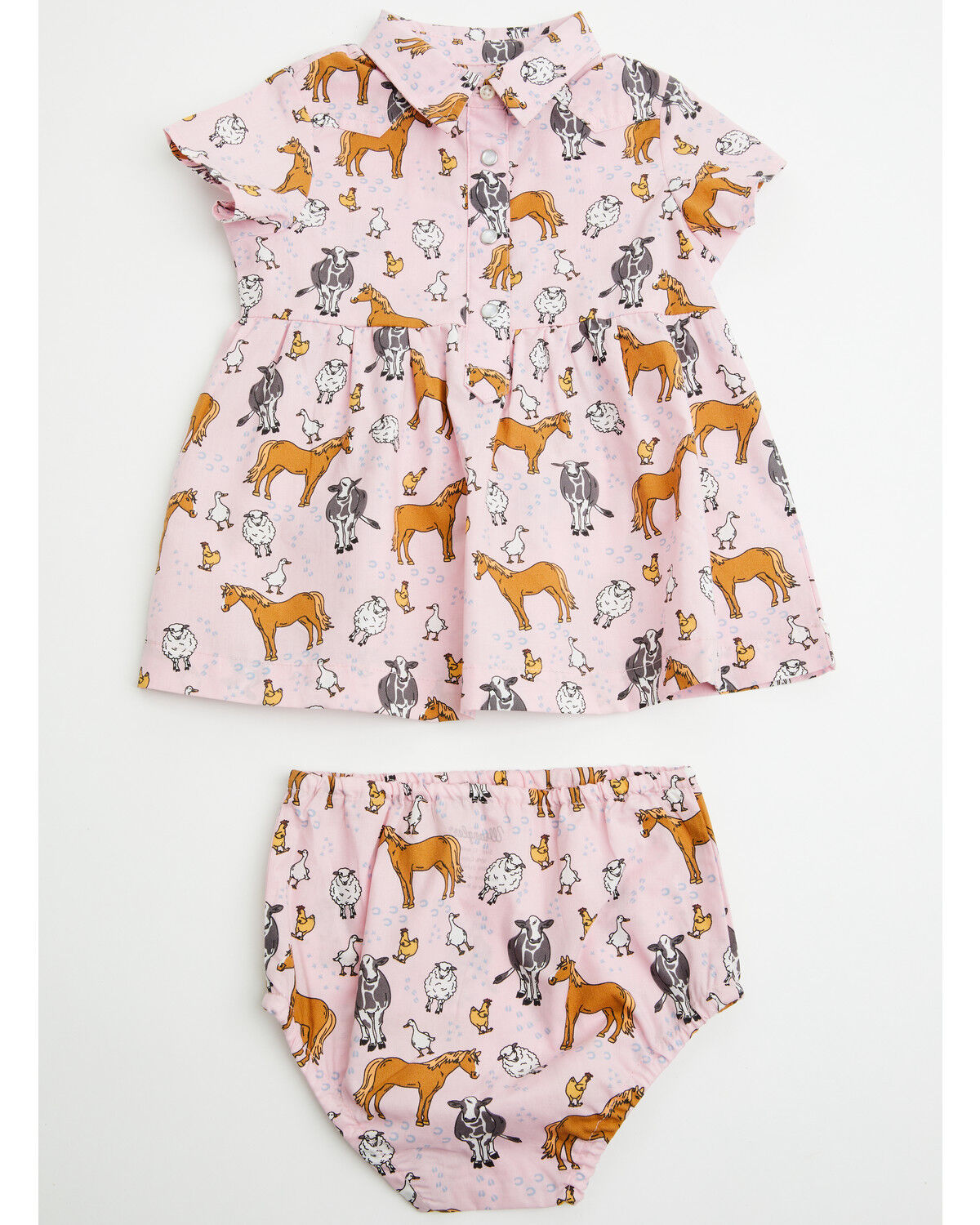Image #1 - Wrangler Infant Girls' Farm Animal Print Dress Set - 2 Piece, Pink, hi-res