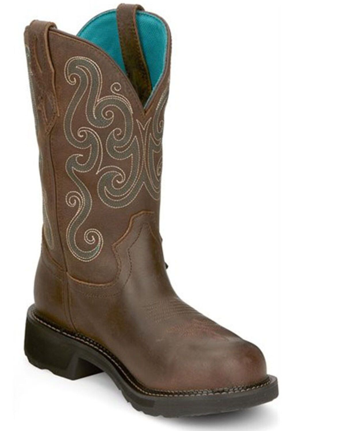 Image #1 - Justin Women's Tasha Waterproof Western Work Boots - Steel Toe, Brown, hi-res
