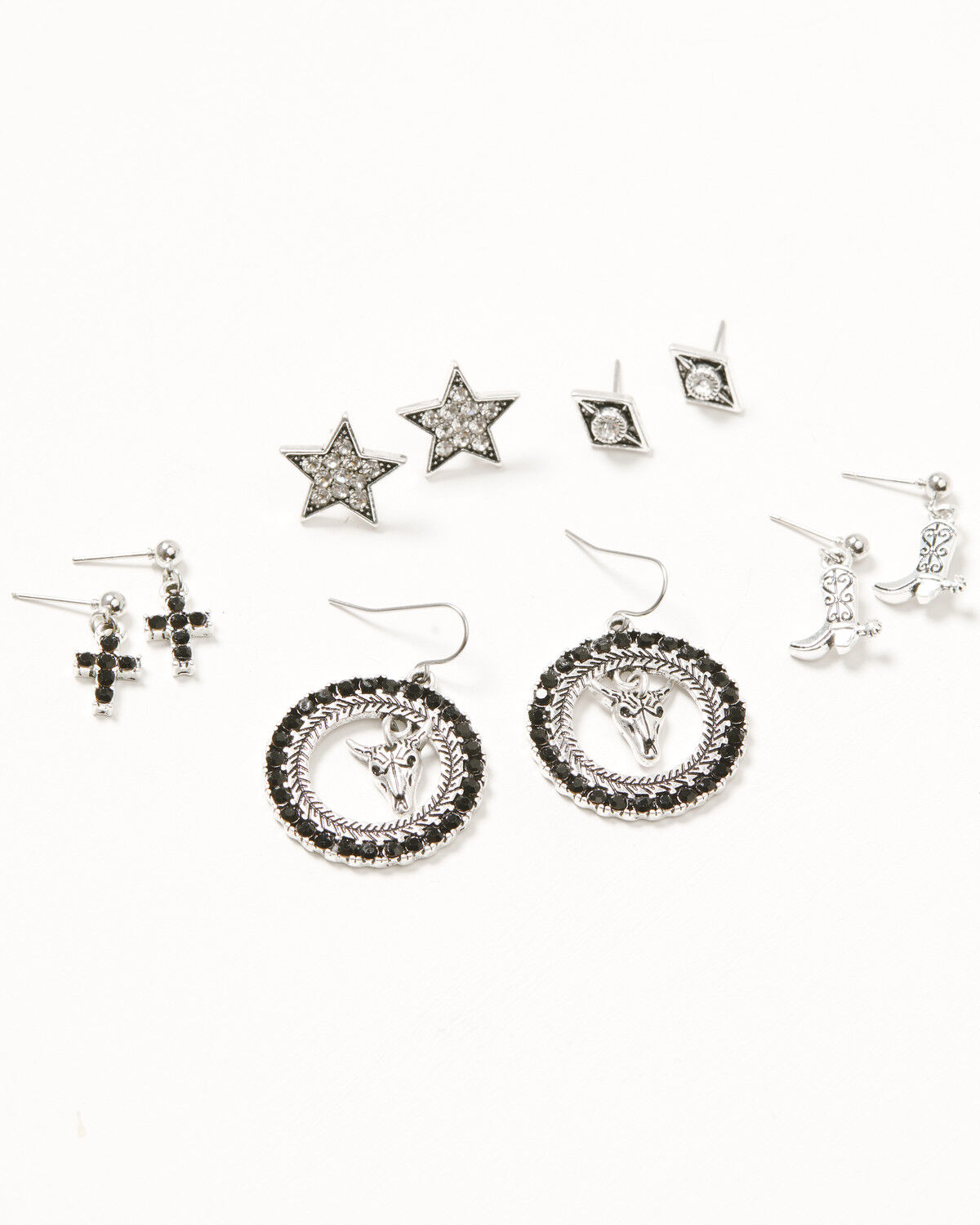 Image #1 - Shyanne Women's Western Charm Earring Set - 10 Piece, Silver, hi-res