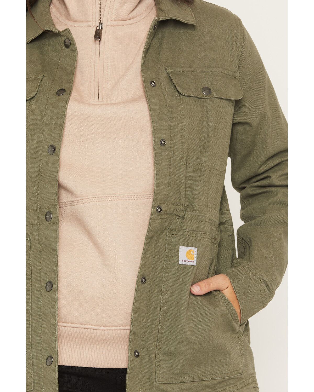 Image #3 - Carhartt Women's TENCEL&trade; Fiber Series Relaxed Fit Canvas Coat, Olive, hi-res
