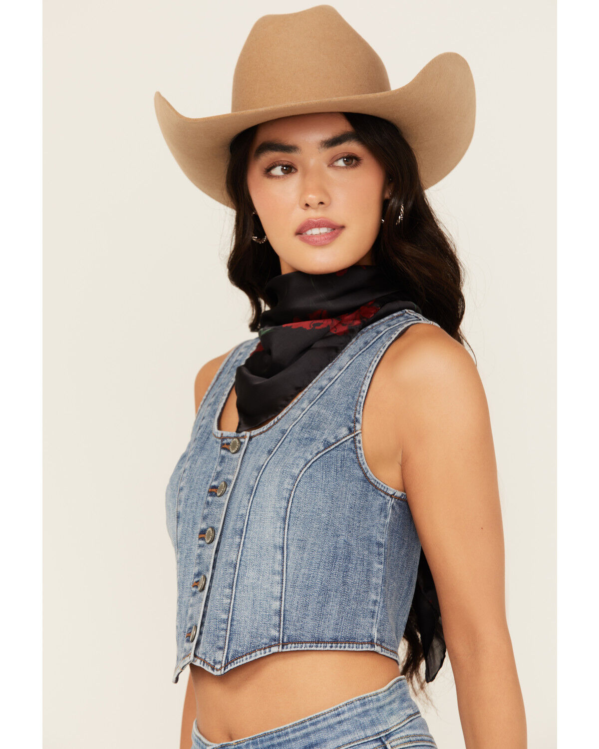 Image #2 - Idyllwind Women's Roses Wild Rag, Black, hi-res