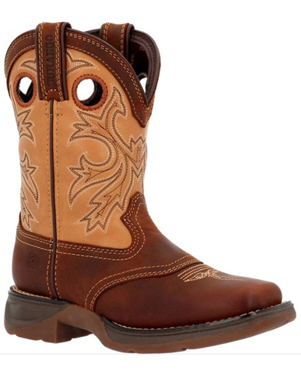 Image #1 - Durango Boys' Lil Rebel Western Boots - Broad Square Toe, Brown, hi-res