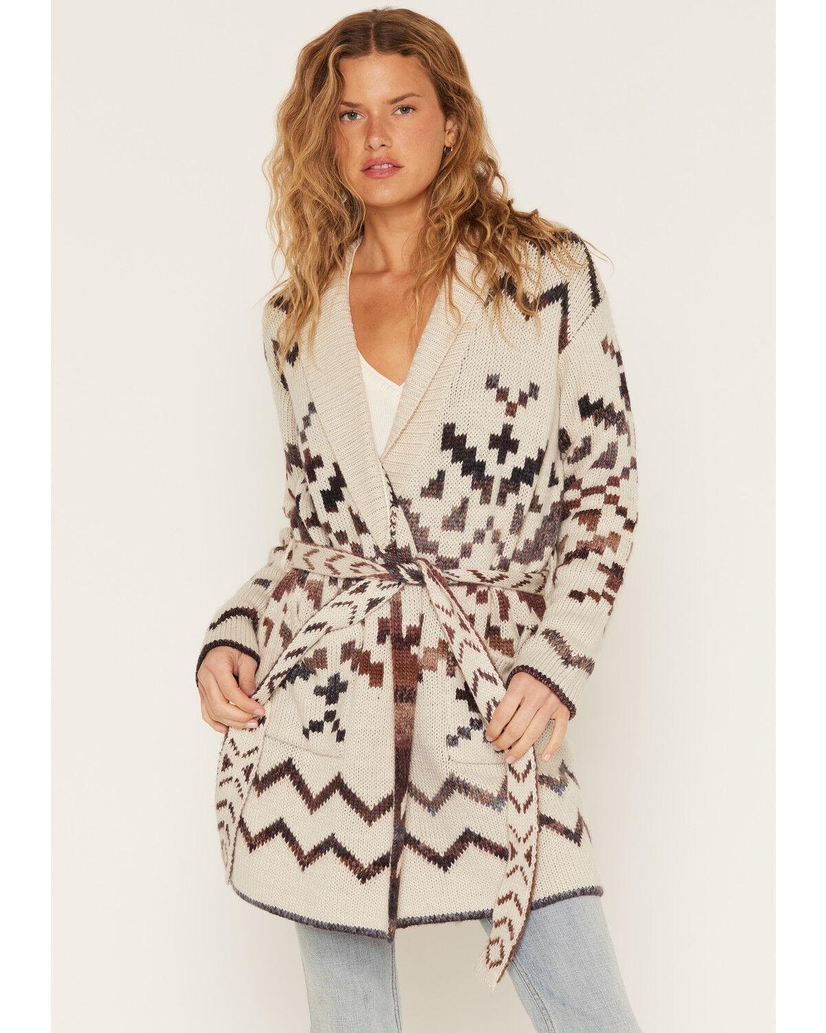 Image #1 - Idyllwind Women's Sugartree Southwestern Print Cardigan, Cream, hi-res