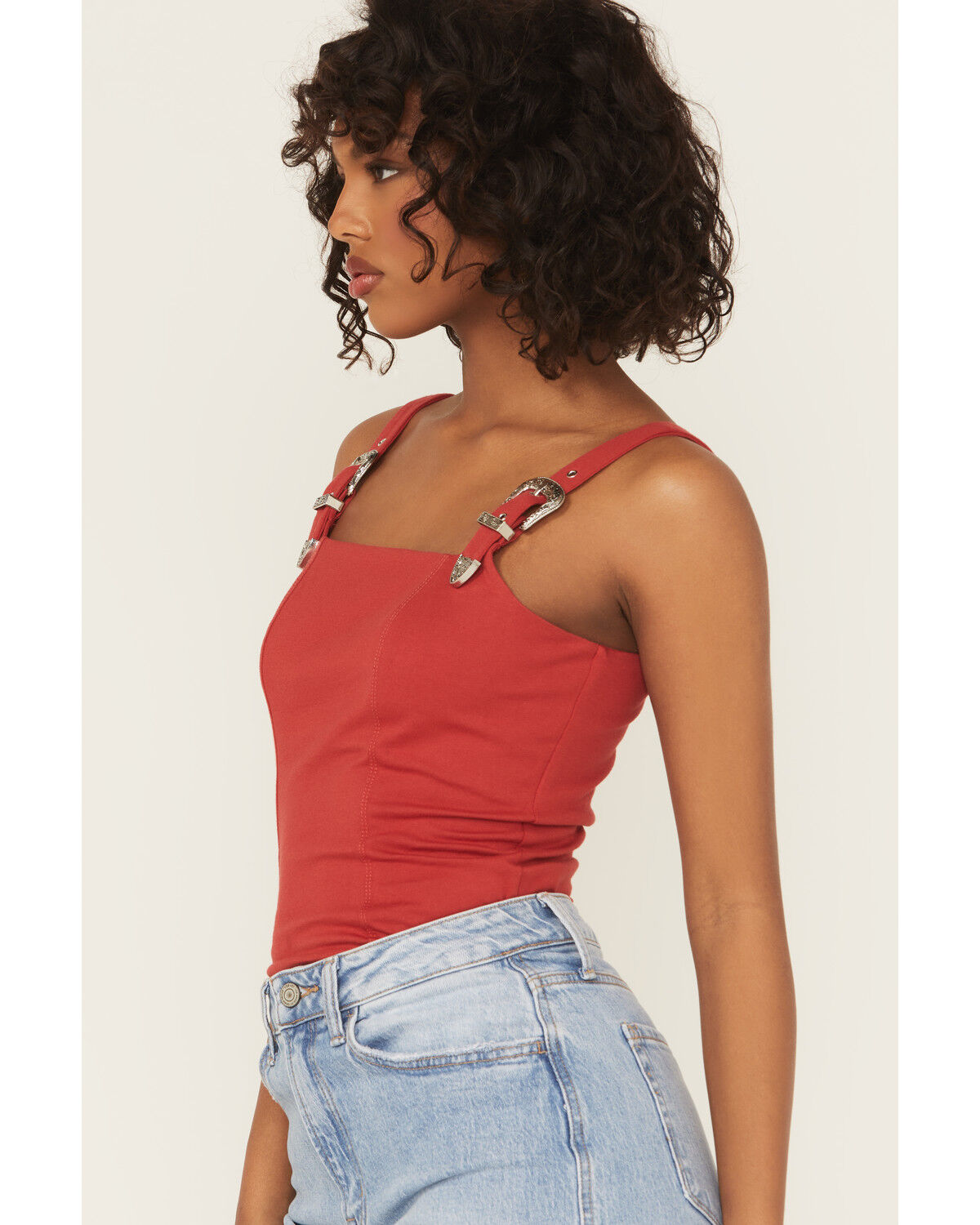 Image #2 - Rock & Roll Denim Women's Buckle Tank Top, Red, hi-res