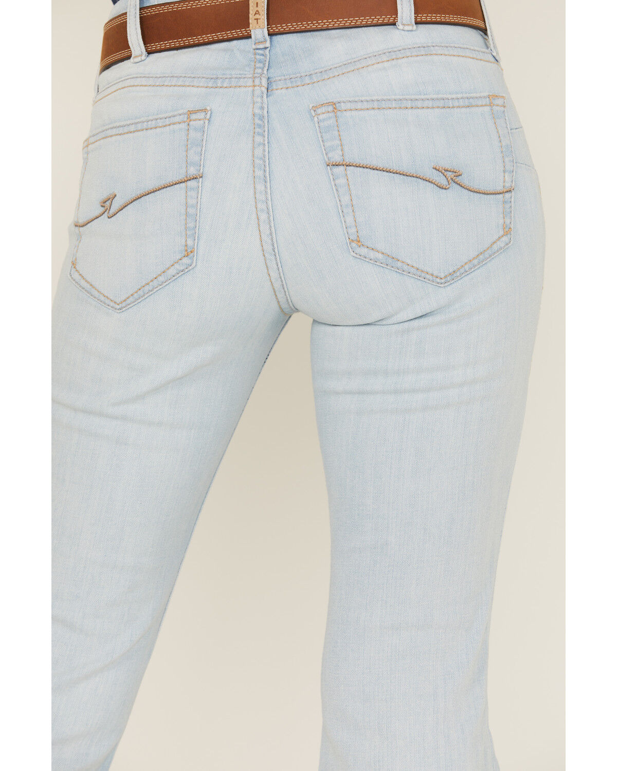 Image #4 - Ariat Women's June Light Wash Perfect Rise Flare Stretch Denim Jeans, Light Wash, hi-res