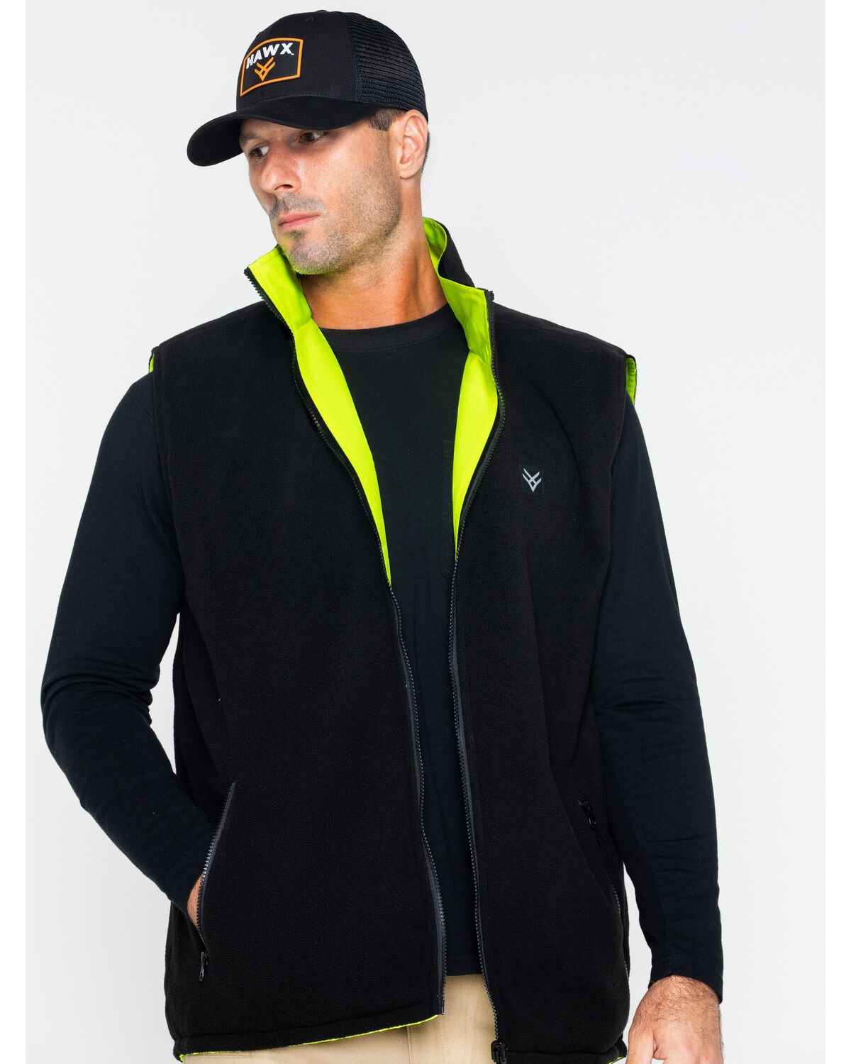 Image #5 - Hawx Men's Reversible Reflective Work Vest, Yellow, hi-res