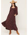 Image #1 - Rock & Roll Denim Women's Geo Print Embroidered Maxi Dress, Wine, hi-res