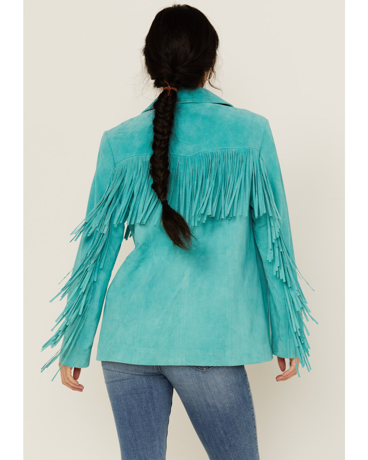 Image #4 - Scully Women's Solid Fringe Blazer, Turquoise, hi-res