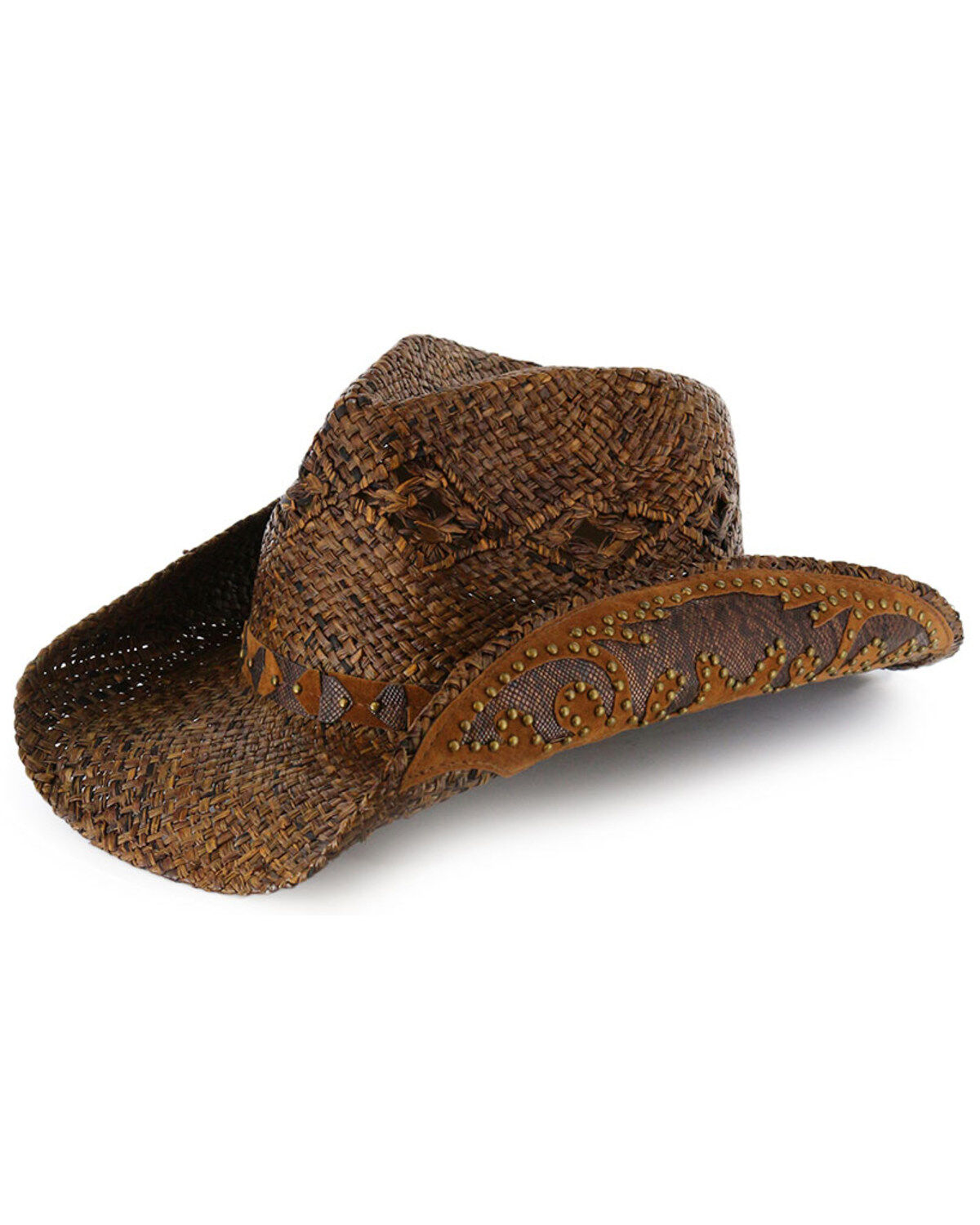 Image #1 - Shyanne&reg; Women's Embellished Brim Straw Hat, Brown, hi-res