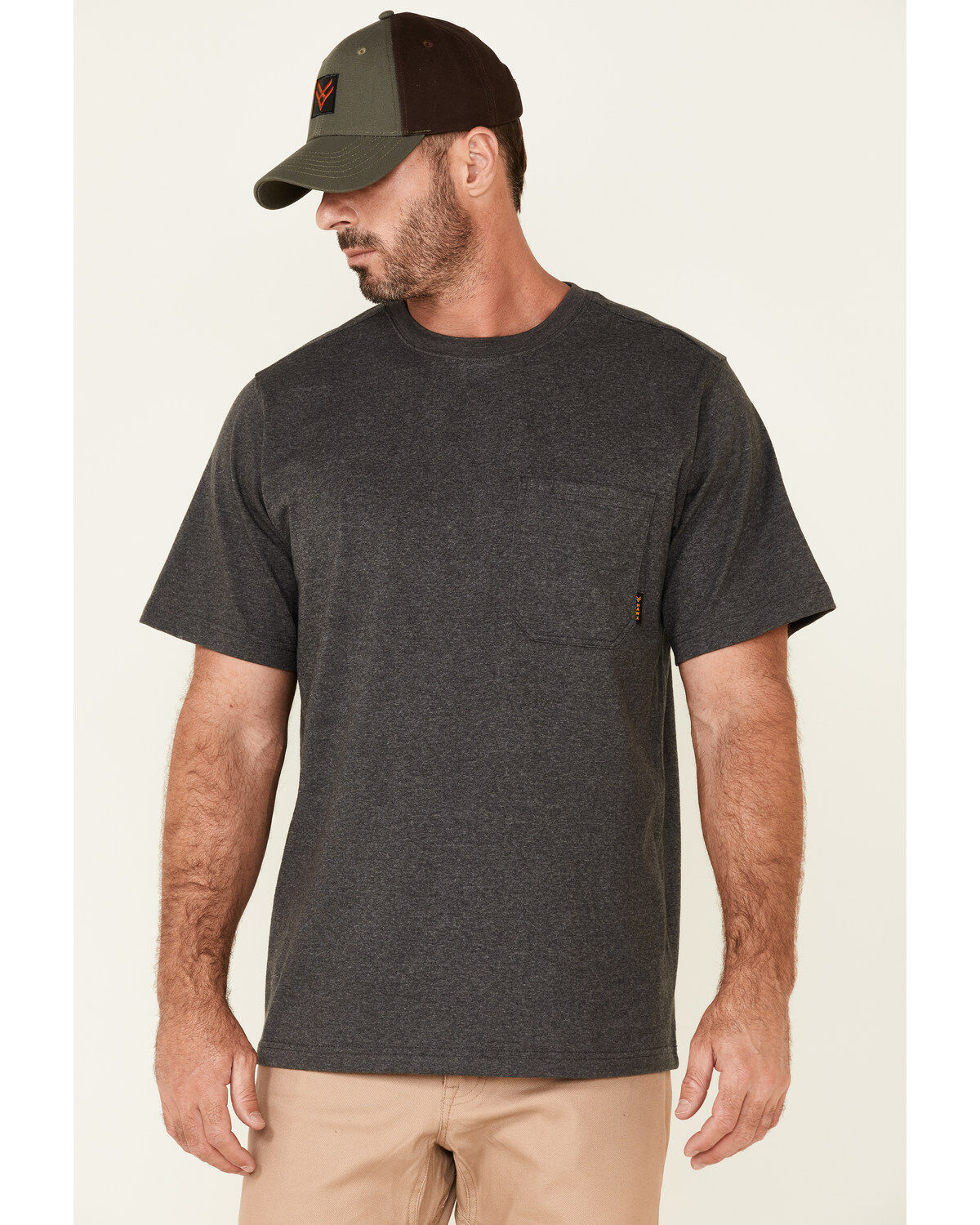Image #1 - Hawx Men's Solid Charcoal Forge Short Sleeve Work Pocket T-Shirt - Big, Charcoal, hi-res