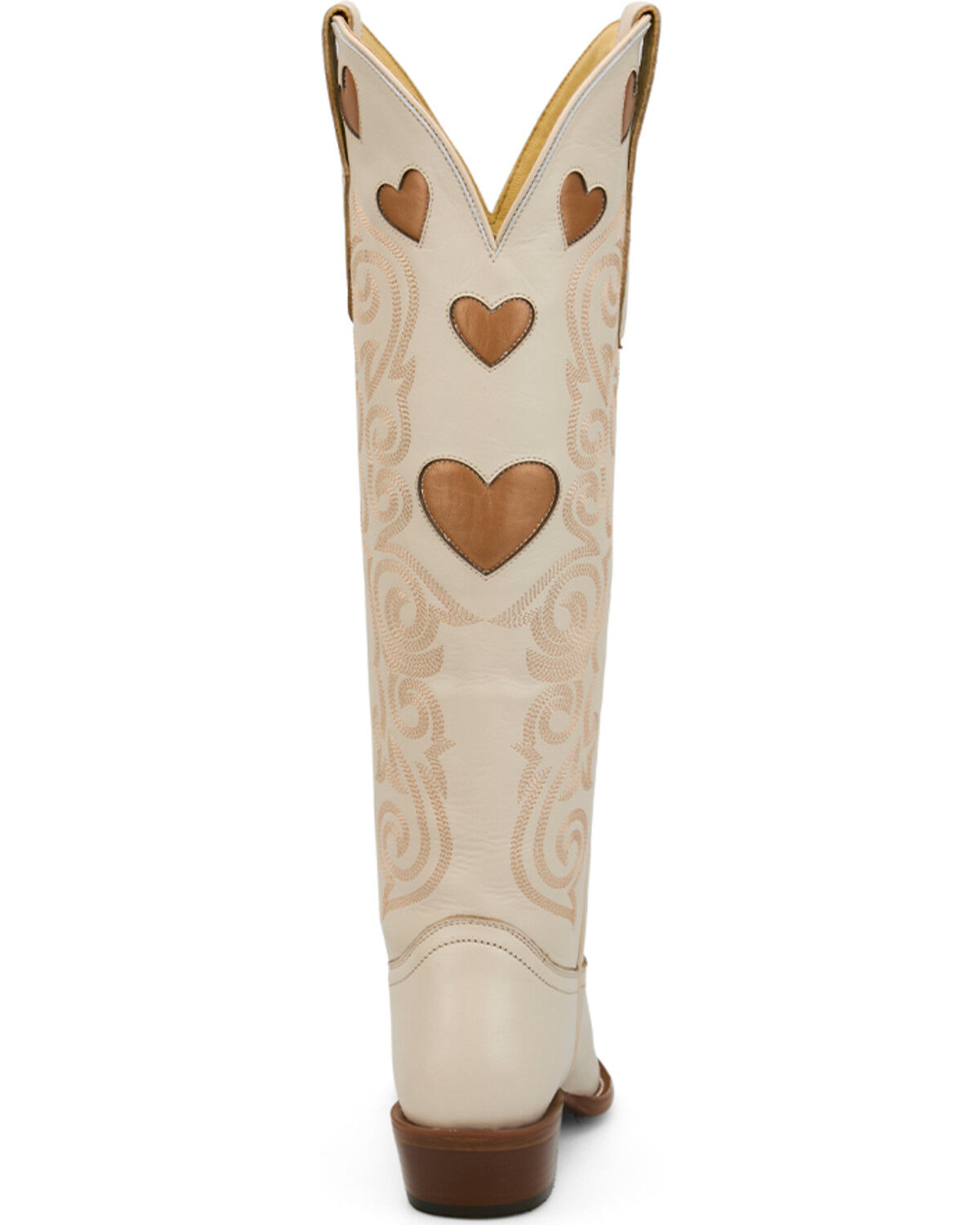 Image #5 - Justin Women's Heart Inlay Tall Western Boots - Snip Toe, Cream, hi-res