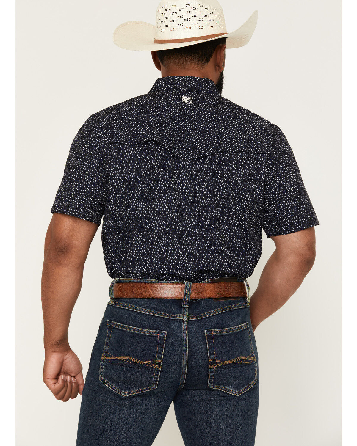 Image #4 - RANK 45&reg; Men's RODEOTEK&trade; 2.0 8 Spec Geo Print Short Sleeve Snap Stretch Performance Shirt, Black, hi-res
