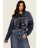 Image #2 - Miss Me Women's Dark Wash Cropped Denim Jacket, Dark Wash, hi-res