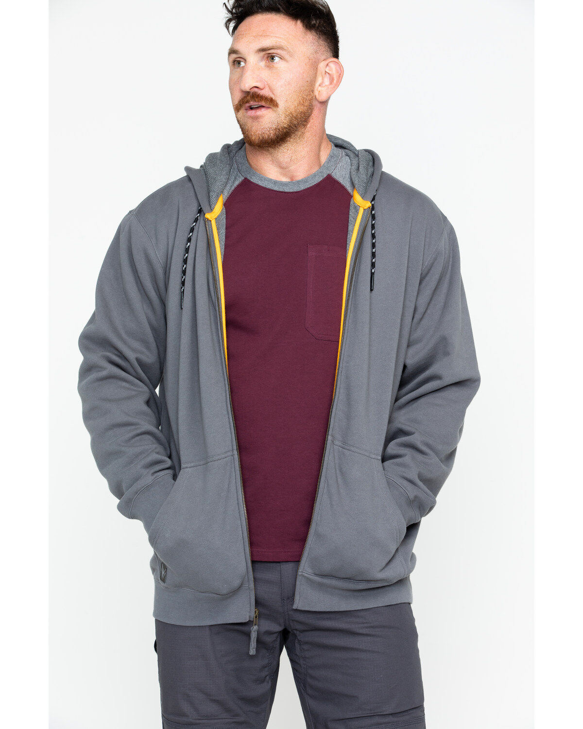 Image #1 - Hawx Men's Zip-Front Hooded Work Jacket, Charcoal, hi-res