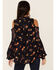 Image #4 - Miss Me Women's Cold Shoulder Long Sleeve Floral Top, Navy, hi-res