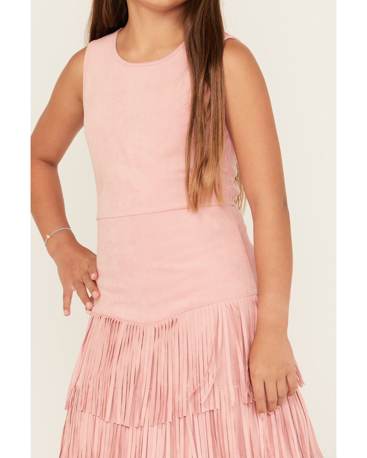 Image #3 - Shyanne Girls' Faux Suede Fringe Mini Dress, Pink, hi-res