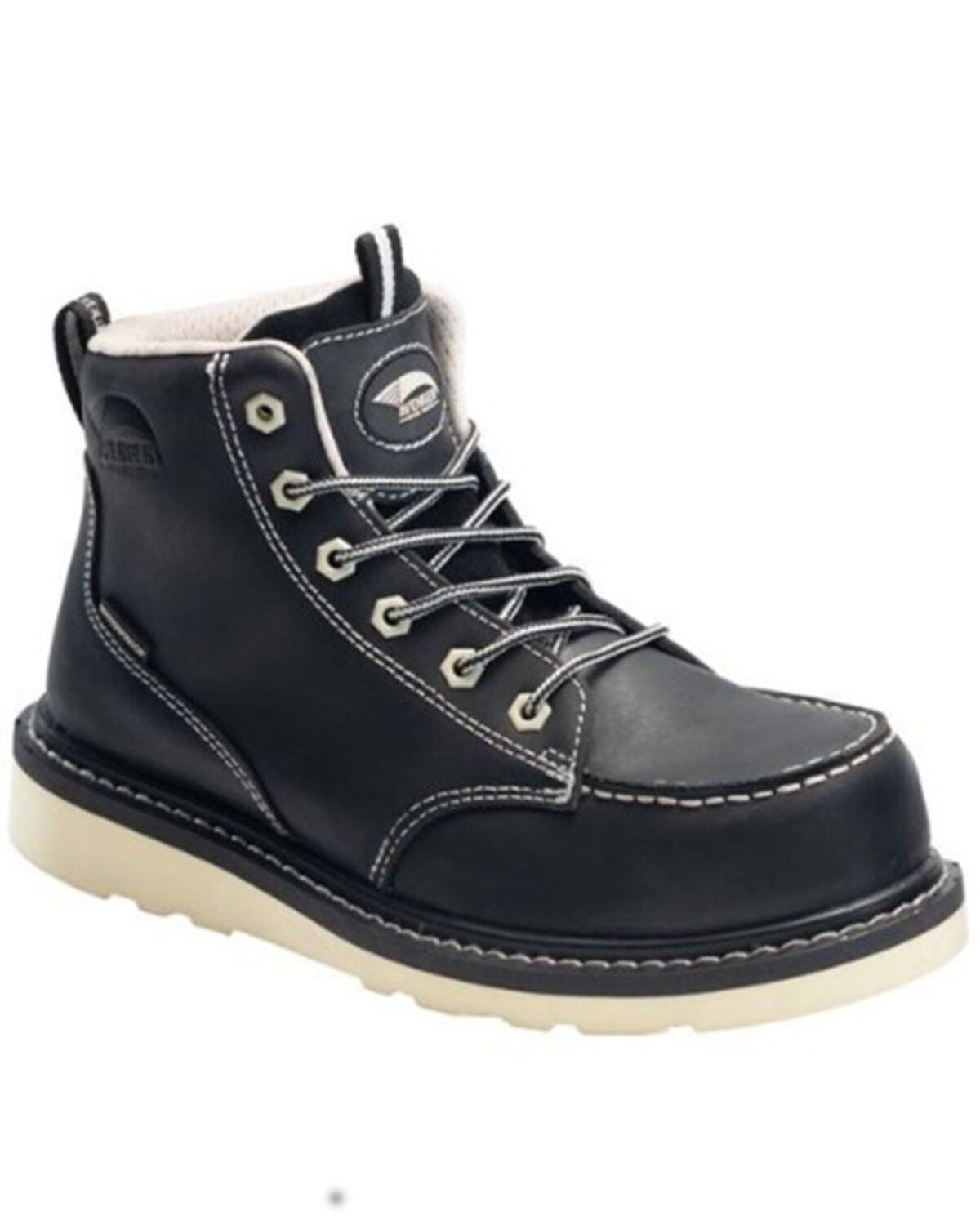 Image #1 - Avenger Women's Mid 6" Lace-Up Waterproof Wedge Work Boots - Composite Toe, Black, hi-res