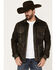 Image #1 - Scully Men's Serape Lined Leather Jacket, Chocolate, hi-res
