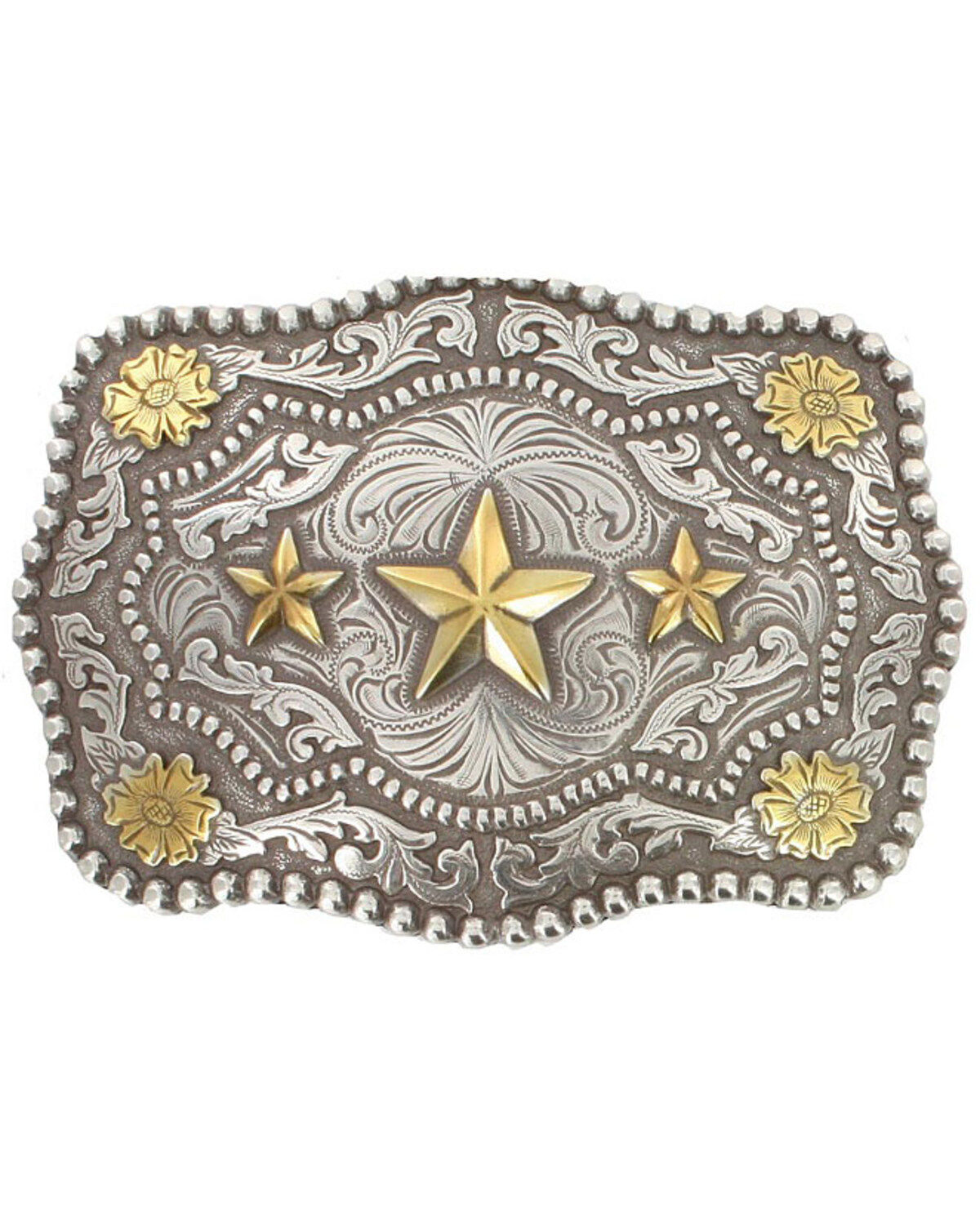 Image #1 - Cody James&reg; Men's Triple Star Belt Buckle, Silver, hi-res