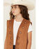 Image #2 - Fornia Girls' Studded Floral Vest, Camel, hi-res
