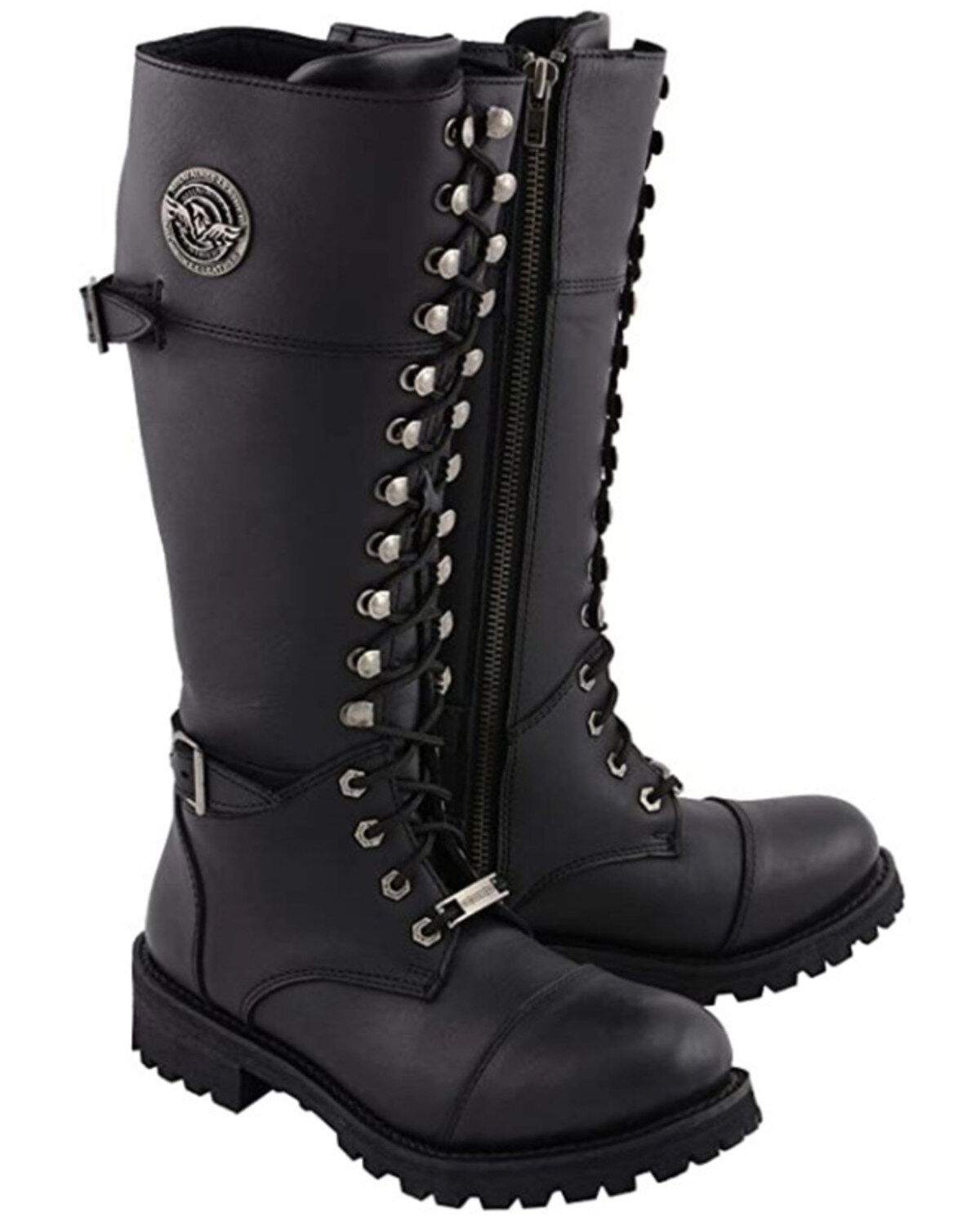 Image #1 - Milwaukee Leather Women's Front Toe Cap Riding Boots - Round Toe, Black, hi-res