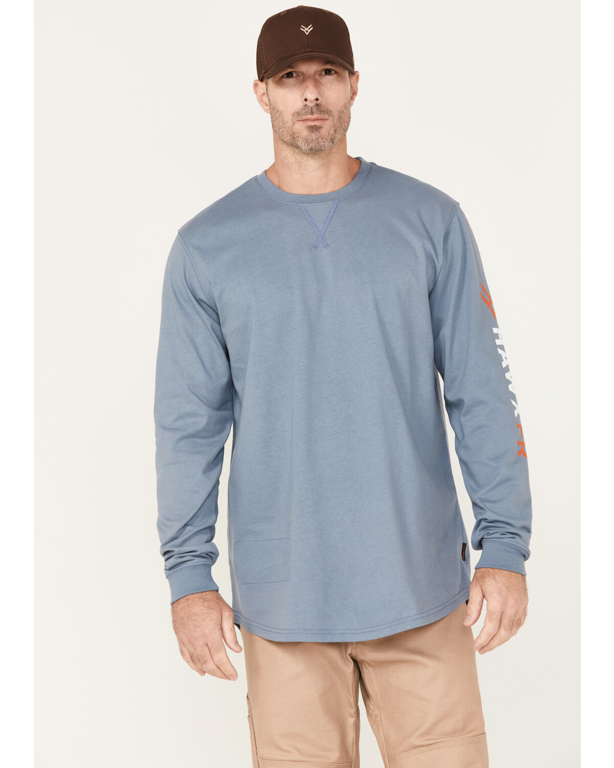 Image #1 - Hawx Men's FR Logo Long Sleeve Work T-Shirt&nbsp;, Blue, hi-res