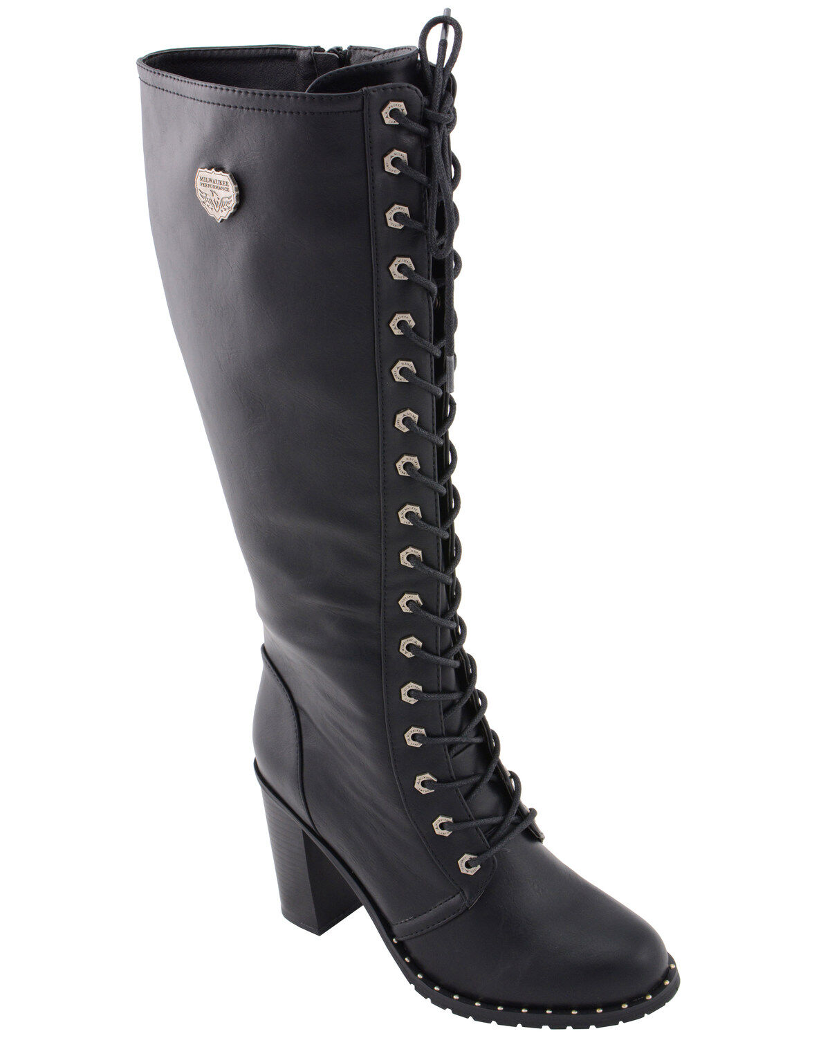 Image #1 - Milwaukee Leather Women's Lace To Toe Boots - Round Toe, Black, hi-res