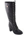 Image #1 - Milwaukee Leather Women's Lace To Toe Boots - Round Toe, Black, hi-res