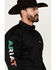 Image #2 - Ariat Men's Twill Fitted Team Mexico Solid Long Sleeve Button-Down Western Shirt, Black, hi-res