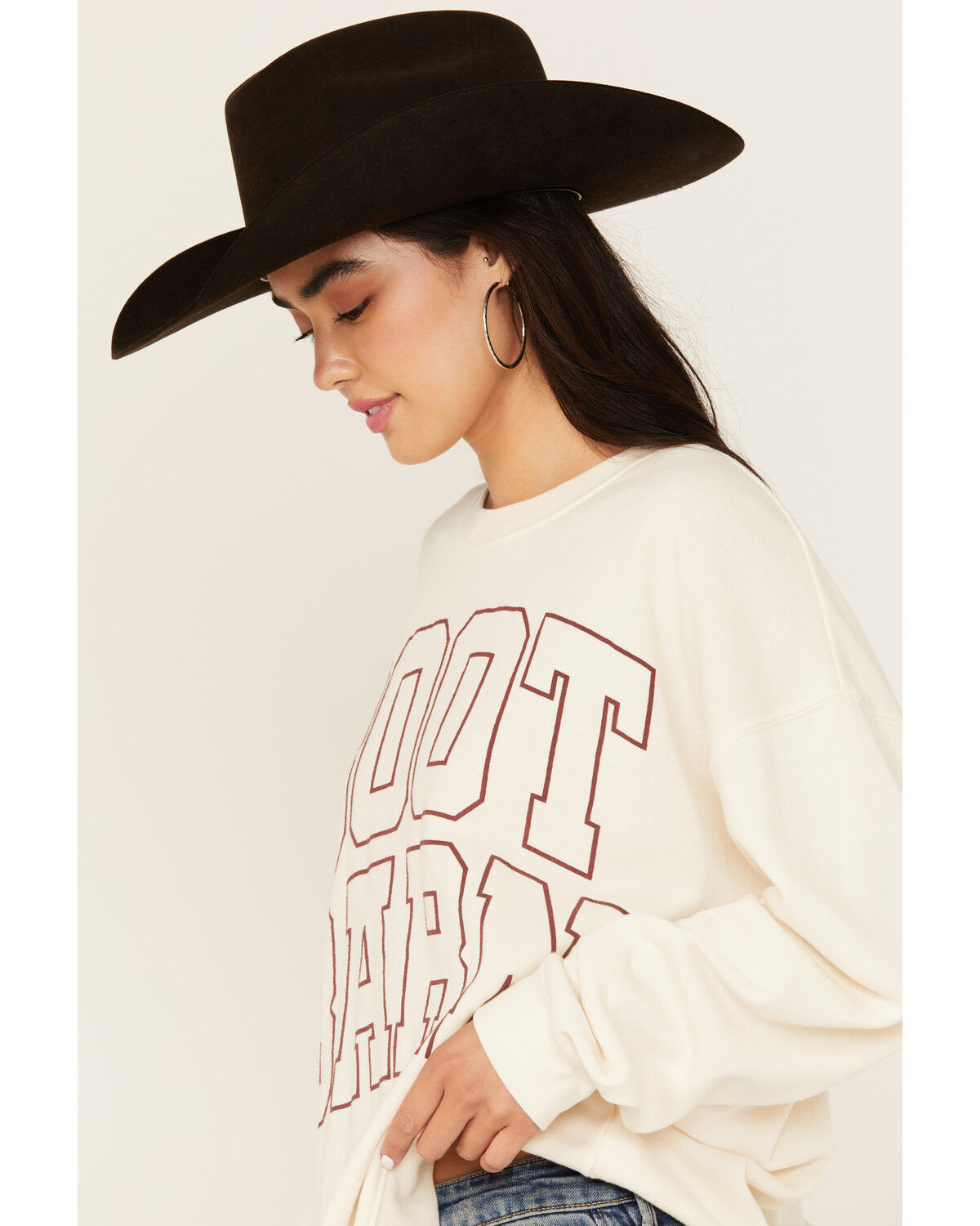 Image #2 - Boot Barn Women's Logo Graphic Crew Neck Sweatshirt, Ivory, hi-res