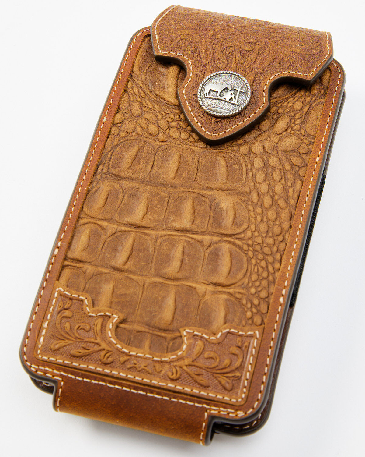 Image #1 - Cody James Men's Crocodile Embossed Cell Phone Case, Brown, hi-res