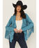 Image #1 - Shyanne Women's Cascade Front Fringe Faux Suede Fringe Jacket, Turquoise, hi-res