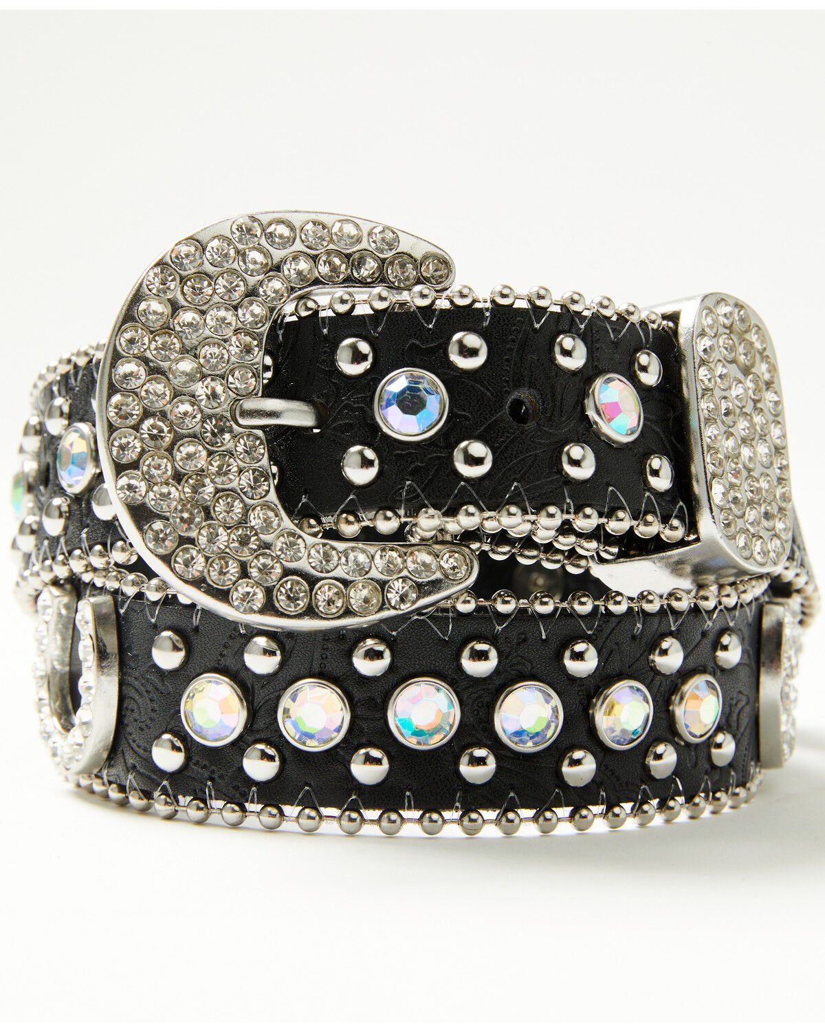 Image #1 - Shyanne Girls' Horseshoe Medallion Bling Belt, Black, hi-res