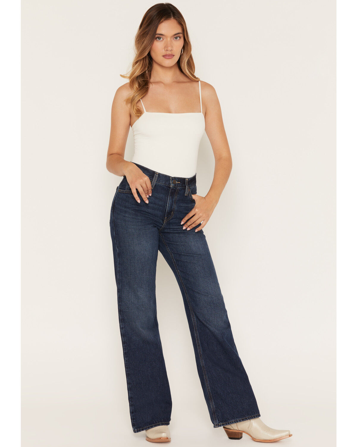 Image #1 - Levi's Women's Dark Wash Mid Rise Loose Bootcut Denim Jeans, Dark Wash, hi-res