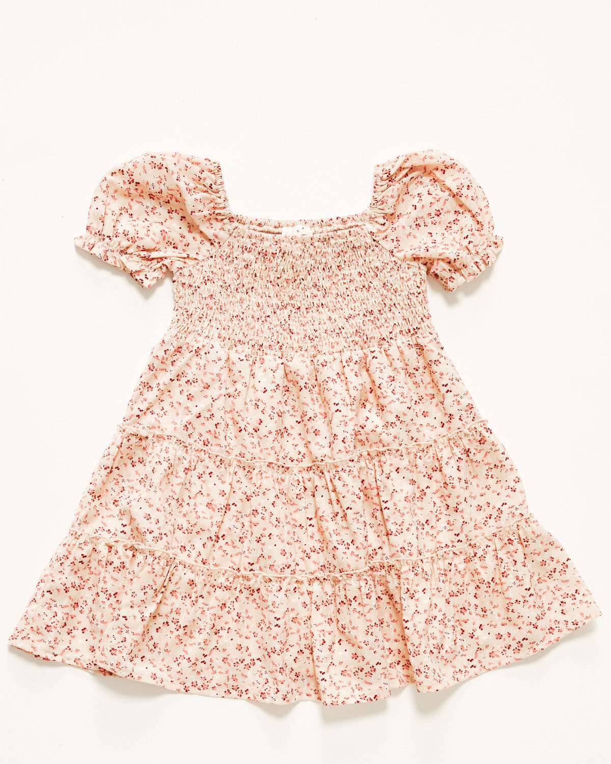 Image #1 - Yura Toddler Girls' Floral Print Short Sleeve Dress, Beige, hi-res