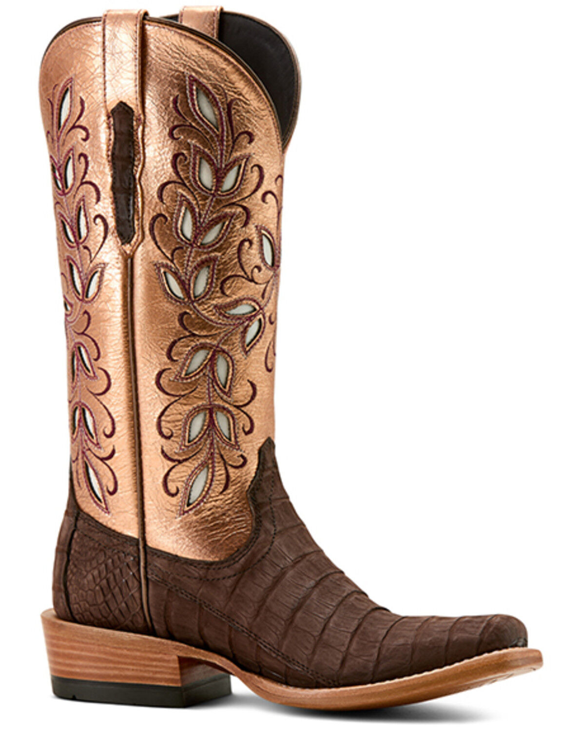 Image #1 - Ariat Women's Exotic Caiman Futurity Silk Tall Western Boots - Square Toe, Brown, hi-res