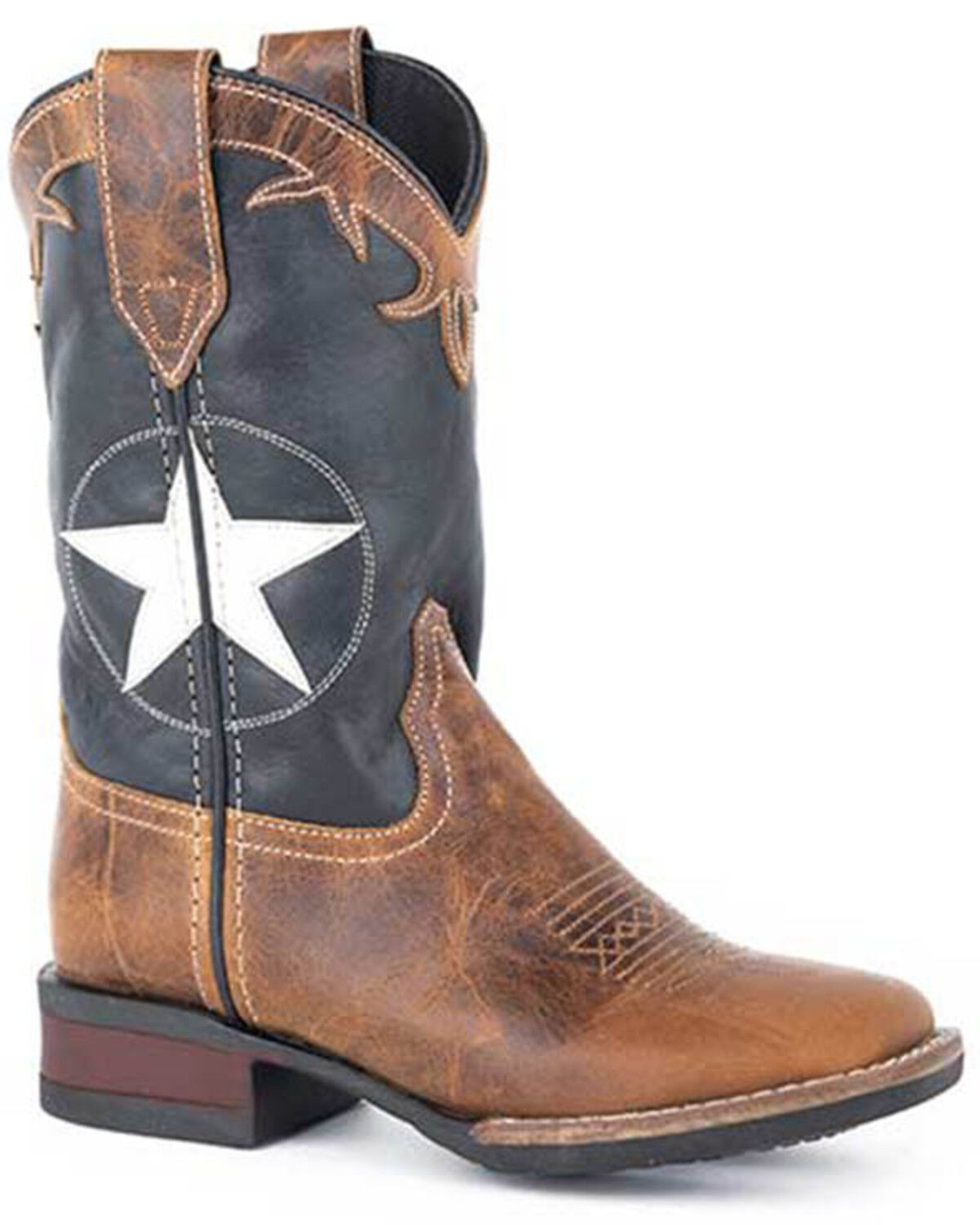 Image #1 - Roper Boys' Monterey Star Western Boots - Broad Square Toe, Tan, hi-res