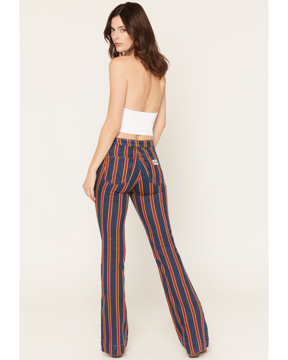 Image #3 - Wrangler Women's Off To The Races Mid Rise Stripe Rainbow Flare Stretch Denim Jeans, Multi, hi-res