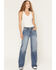 Image #3 - Miss Me Women's Medium Wash High Rise Paisley Pocket Slim 32" Bootcut Stretch Denim Jeans, Medium Wash, hi-res