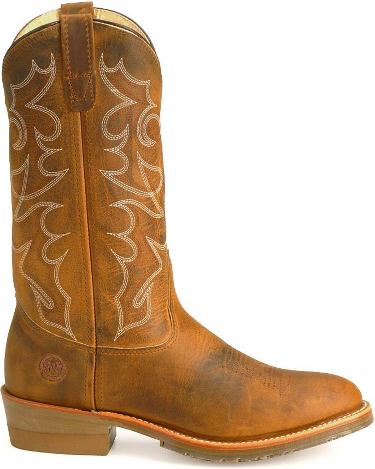 Image #3 - Double-H Men's Gel ICE Steel Toe Western Work Boots, Brown, hi-res