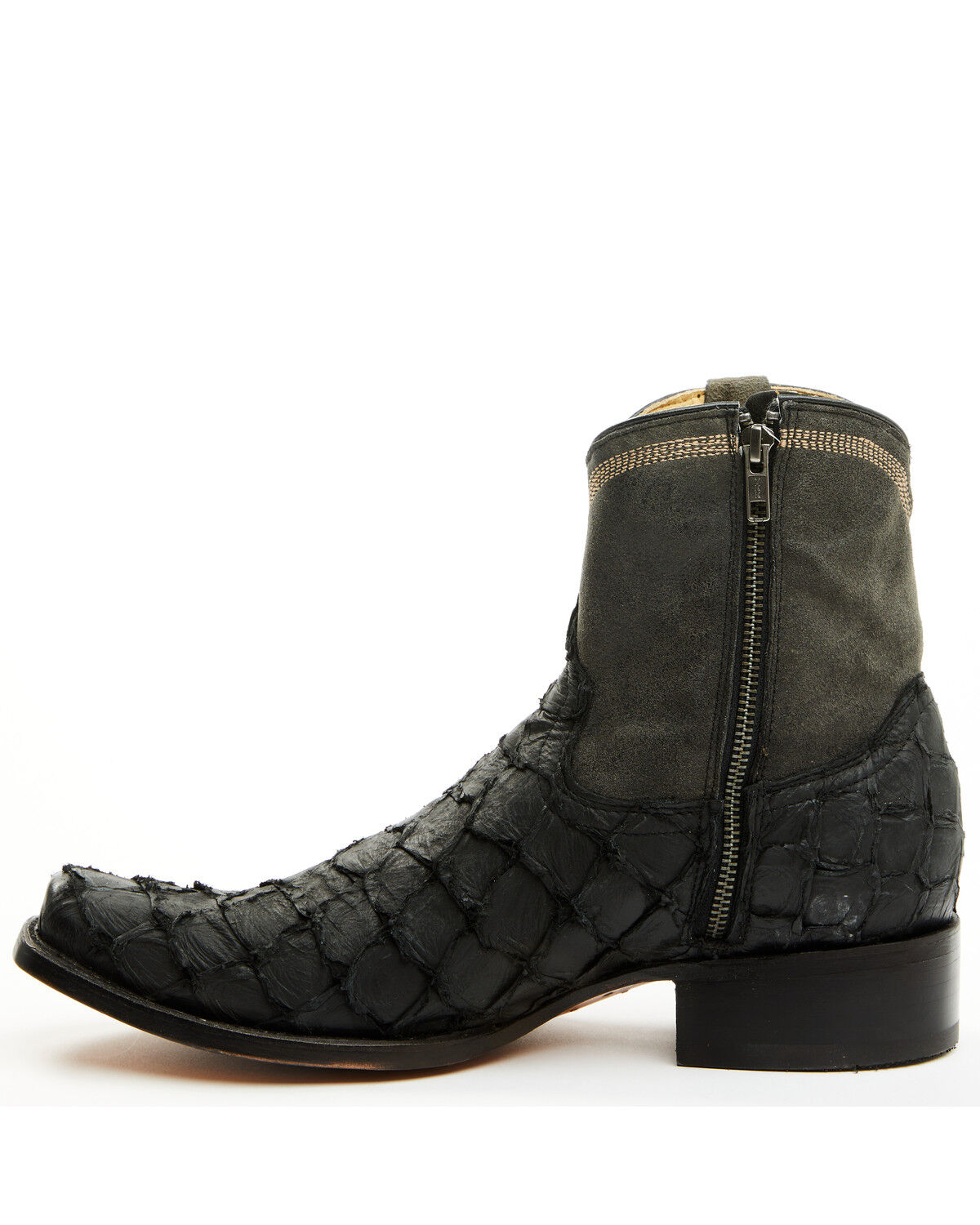 Image #3 - Corral Men's Exotic Pirarucu Western Ankle Boots - Square Toe, Black, hi-res